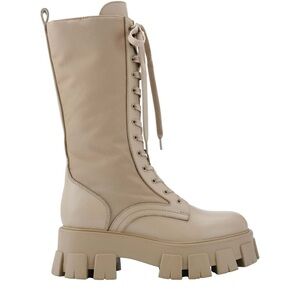 Marc Fisher LTD Hayes Beige/Tan Chunky Combat Boots Lug Sole
